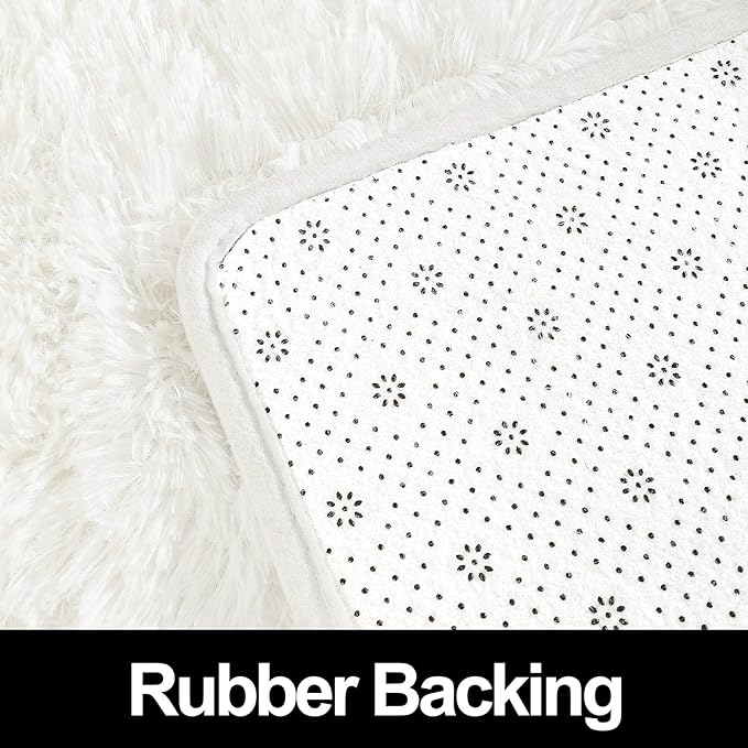 Super Soft Fluffy Shaggy Rugs 4x5.9 Feet for Living Room Bedroom, Fuzzy Plush Area Rugs for Girls Kids Room Nursery Home Decor, Furry Dorm Rug Cute Non-Slip Indoor Floor Carpet, Cream White