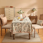 ISAENNE Designer Floral Small Square Tablecloth,French Linen Light Beige Indoor Table Cloth,Fall Wrinkle Resistant Decor Tablecloths for Dining Thanksgiving Kitchen Party,55"*55"-Flora A