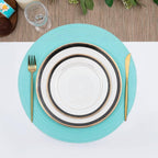 SHACOS Round Placemats Set of 6 Washable 15 inch Round Table Mats Cotton Polyester Woven Braided Place Mats for Dining Table (Aqua, 6)
