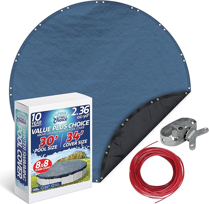 Winter Swimming Pool Cover for 30 ft Aboveground Round Pool Size, Value Plus Choice Series, Solid Material, Color - Denim Blue, Pool Cover Choice 3530-4CHOICE