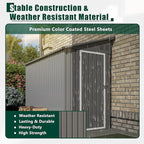 8x4 FT Outdoor Storage Shed, Metal Shed with Lockable Door, Sloping Roof, All-Weather Lean to Resin Shed for Garden, Backyard, Patio, Lawn (Gray)