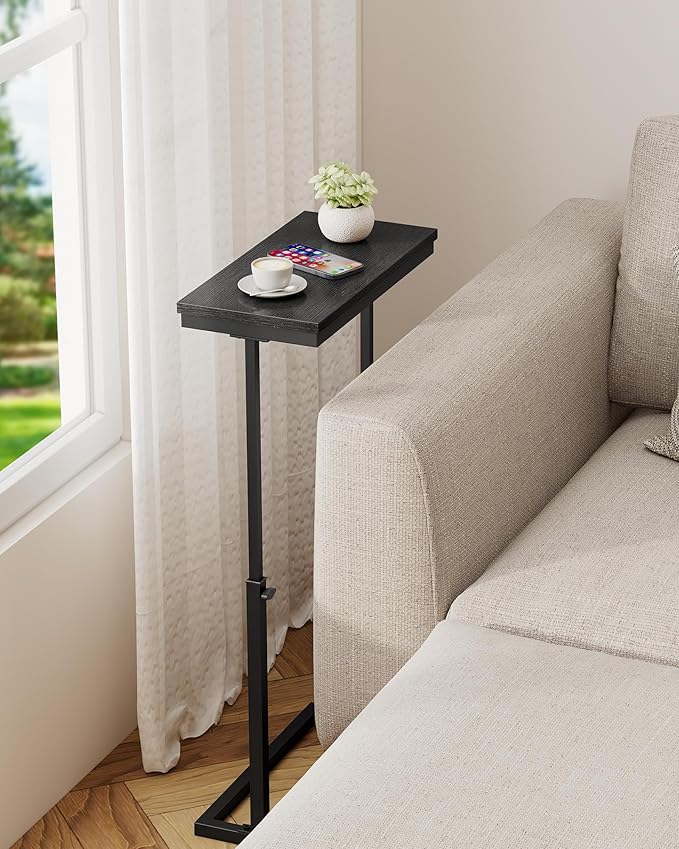 TUTOTAK End Table, Side Table, Tall Couch Table, Sofa Table, Living Room, Bedroom, Black TB01BK083