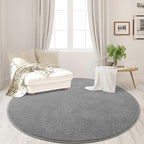 Round Area Rugs for Bedroom Living Room, 4x4 Grey Super Soft Comfy Thickened Memory-Foam Indoor Circle Carpets, Modern Aesthetic Minimalist Carpet for Boys Girls Adults Nursery Home Décor