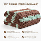 L'AGRATY Chunky Knit Blanket Throw: 60''x80'' Chenille Chunky Knitted Throw Blankets for Twin Bed Couch - Handmade Thick Cable Knit Blanket - Large Crochet Rope Blankets for Home Decor