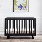 Babyletto Hudson 3-in-1 Convertible Crib with Toddler Bed Conversion Kit in Black, Greenguard Gold Certified