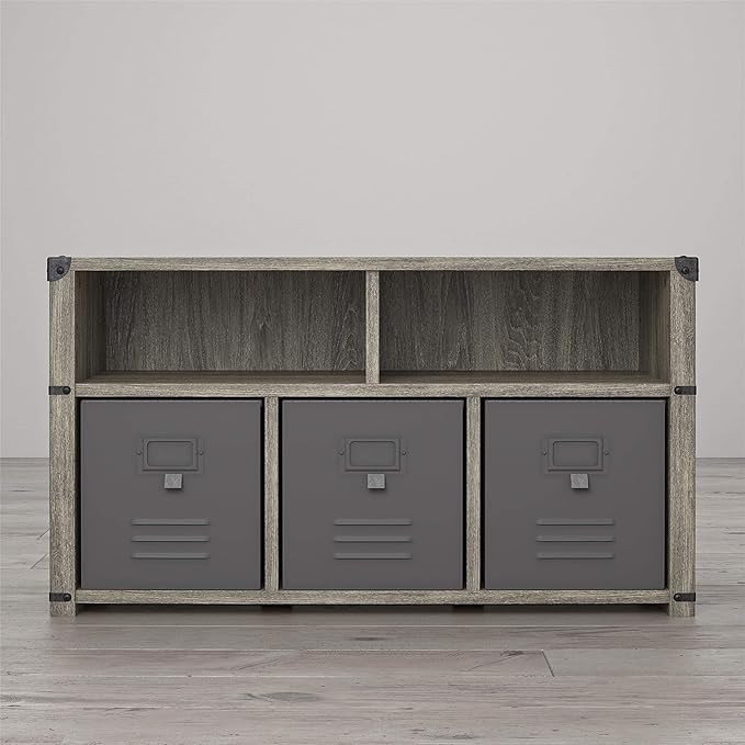 Little Seeds Nova Bedroom Grey Storage Bench, Gray Oak