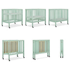 Jett Non-Full Size Folding Convertible Crib, Lightweight Portable Crib, Three Adjustable Mattress Height Settings, Easy to Fold Travel Crib, 1.5” Mattress Pad Included