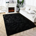Super Soft Fluffy Shaggy Rugs 4x5.9 Feet for Living Room Bedroom, Fuzzy Plush Area Rugs for Girls Kids Room Nursery Home Decor, Furry Dorm Cute Non-Slip Indoor Floor Carpet, Black