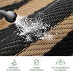 GENIMO Outdoor Rug 5'x8' Waterproof for Patio, Reversible Outdoor Plastic Straw Rug Carpet, Camping Mats for Outdoor Decor, RV, Backyard, Deck, Balcony, Picnic, Black & Brown