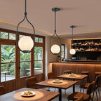 Globe Pendant Light, Modern Bubble Chandelier and Hand Blown Glass Chandelier with Black Finish Adjustable Rods for Kitchen Island Dinning Room Bedroom Living Room Home Owners