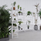 No-Assembly Folding Bookshelf Storage Shelves 4 Tiers Vintage Multifunctional Plant Flower Stand Storage Rack Shelves Bookcase for Home Office(All White)