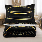 Bodhi Black and Gold Football Comforter Set Queen for Boys Kids Sport Comforter Football Bedding Set American Football Comforter with Pillowcase,Soft Football Quilt,Queen Size