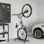 Vertical Bike Stand, Freestanding Bike Rack Garage Storage Upright Bicycle Floor Stand Indoor Bike Holder with Adjustable Height for Garage & Apartment - for Wheels Sizes up to 29”