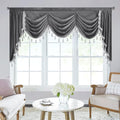Grey Waterfall Velvet Valances W79 inches, 1 Panel | Super Luxury Waterfall Swag Valance for Kitchen, Living Room, Room Darkening Thermal Insulated Window Drapes for Bedroom