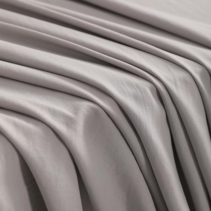 NTBAY Twin Comforter Set with Sheets, 5 Pieces Soft and Breathable Twin Bedding Set, Twin Bed in a Bag, Down Alternative Comforter Set Solid Color All Season, Kids Bedding Set, Smoke Grey