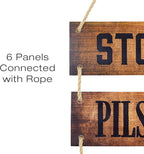 EXCELLO GLOBAL PRODUCTS Large Hanging Wall Sign: Rustic Wooden Decor (Stout, Pilsner, IPA, Porter, Lager, Brown Ale) Hanging Light Wood Wall Decoration (11.75" x 32")