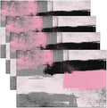Feelyou Light Pink Black Grey White Placemats Set of 4 for Kids Boys Girls Abstract Placemat for Kitchen Dining Table Decor Indoor Outdoor 18"x12" Ombre Modern Table Place Mats, Decor Buffalo Check