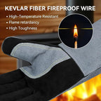 OZERO Welding Gloves, 16 Inch, EN407 Heat Resistant to 932°F, Black-Gray | 1.2 mm Split Leather, Aluminum Heat Shield, Aramid Stitching, Long Cuff, MIG/TIG/Stick welding, Fireplace Fire Pit and BBQ