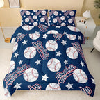 3D Baseballs Comforter King Size,Blue Baseball Kids Comforter Set,3Pcs Bedding Set Printed Comforter with 2 Pillowcases,Down Alternative,Soft and Lightweight,for All Seasons