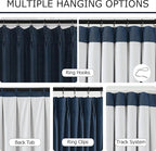 Vision Home Navy Blue Pinch Pleated Full Blackout Curtains Linen Blended Room Darkening Curtain Panels 120 inch for Living Room Bedroom Thermal Insulated Pinch Pleat Drapes with Hooks 40" Wx120 Lx2