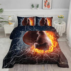 Axolotl Boxing Bedding Set Twin,Sports Theme Comforter Set Boxing Gloves Pattern Bedding Set,Red Blue Cool Lightning Comforter Pugilism Games Bedding Set for Kids Boys Teens Men,1 Quilt 2 Pillowcases