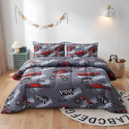 beeweed 2 Piece Kid Comforter Set Twin Size, Racing Car Bedding Set for Teen Boys Girls