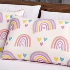 for Kids Rainbow Hearts 4-Piece Comforter Set - Beautiful Motif Design Bedding Set with Embrodery Print
