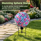 VOREEN 10" Gazing Ball Stand, Metal Gazing Globe Stand for 8-12 Inch Garden Gazing Globe, Outdoor Décor Garden Yard Accessories, Black