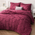 Bedsure California King Comforter Set - Cal King Bed Set 7 Pieces, Pinch Pleat Burgundy Cali King Bedding Set with Comforter, Sheets, Pillowcases & Shams