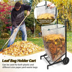 CAROD Trash Bag Holder, Adjustable Metal Leaf Bag Holder from 30-45 Gallon Capacity, Mobile Garbage Bags Cart, Outdoor Garden Leaf Bags Stand for Yard & Lawn Cleanup, Gardening, Camping, Parties