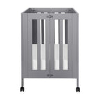 Babyletto Origami Mini Portable Folding Crib with Wheels in Grey, 2 Adjustable Mattress Positions, Greenguard Gold Certified