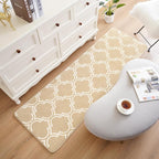 Chicrug Shag Geometric 2x6 Runner Rug for Bedroom, Modern Memory Foam Indoor Hallway Runner Carpet, Fluffy Rug for Living Room Bedside Room Decor for Family, Beige/White