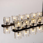 Crystal Black Rectangular Chandelier Light Fixture,72 in Large Dining Room Chandelier Over Table,Modern Chandeliers for Living Room,Arcachon Chandeliers,Kitchen Island,Includes 80xG4 Bulbs