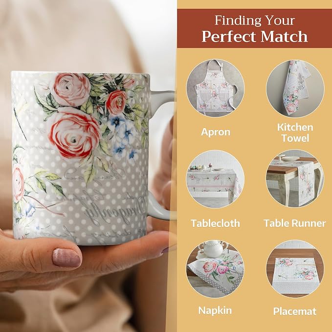 Maison d' Hermine Coffee Mug with Handles Tea Cups (12 Ounce, Pack of 1) | Fine Bone China Coffee Mugs for Hot Beverages Cappuccino Latte Home Restaurant Hotel Spring Summer -Champ De Mars - Dotty