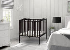 Delta Children Folding Portable Mini Baby Crib with 1.5-inch Mattress, Dark Chocolate