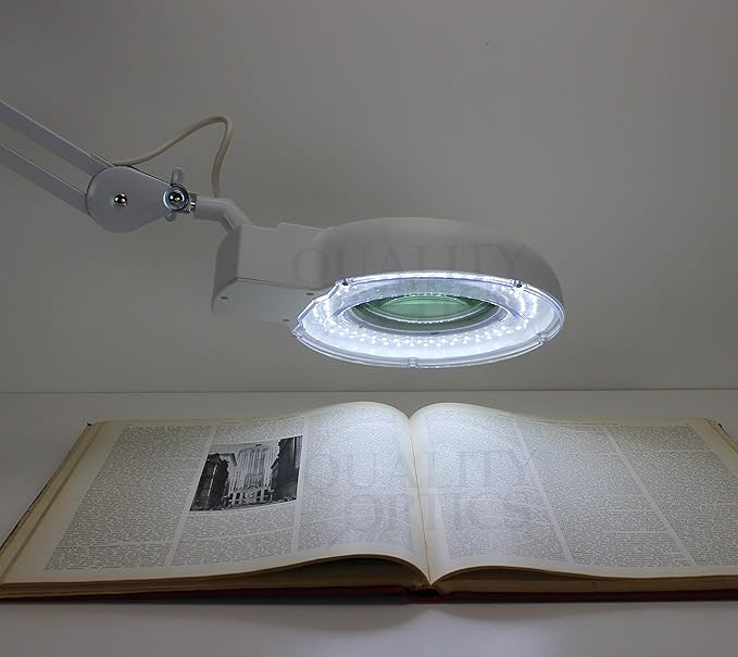 Desk Clamp Mount Magnifier Lamp Light Magnifying Glass Lens LED 5Diopter