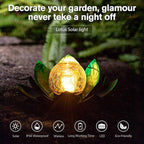 Solar Light Outdoor(2Pack), Art Crackle Globe Glass Lotus Decoration, Solar LED Waterproof Blue Metal Flower Lights for Patio,Lawn,Walkway,Tabletop
