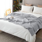 EMME Cotton Blanket Queen Size for Bed Soft Large Muslin Bed Blankets 80"x90" Lightweight Breathable Blanket All Season Gauze, Light Grey