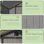 Patiowell 4 x 4 FT Plastic Outdoor Storage Shed with Floor, Garden Tool Shed with Two Windows and Single Lockable Door for Garden, Backyard, Lawn, Easy to Install, Dark Grey(Fit-it Shed)