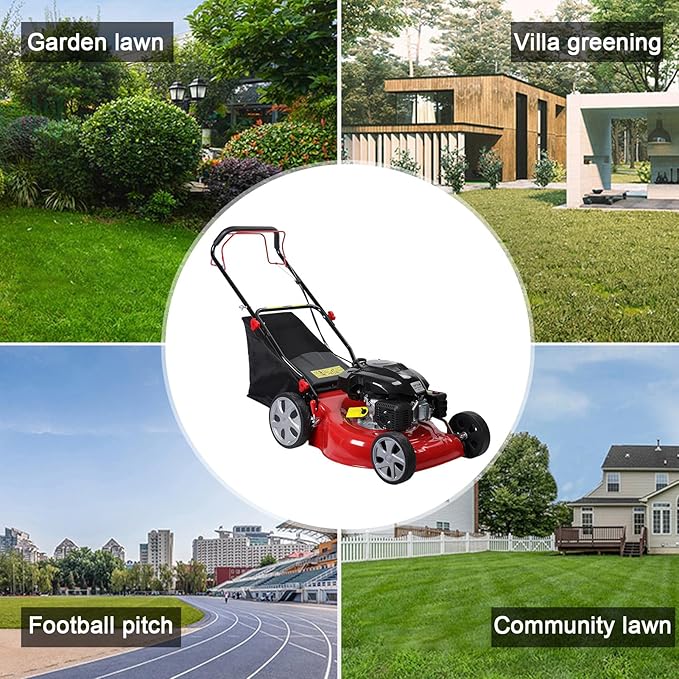 Self Propelled Gas Lawn Mower, 141cc 4-Stroke Gas Engine Lawn Mower with 20 Inches Blade Walk-Behind Lawn Mover Cordless Push Lawn Mowers Tractors with 50L Grass Tank Big Wheels 2850RPM (141cc)