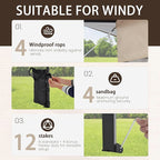 Bezseller 11x11 Pop Up Gazebo Tent with Mosquito Netting – Quick Set Up, Water-Resistant Outdoor Canopy for Patio, Garden, Backyard, and More,Khaki