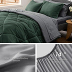 Bedsure Forest Green Twin Comforter Set - 5 Pieces Reversible Twin Bed in a Bag for College, Extra Long Twin Bed Set Forest Green and Grey with Comforters, Sheets, Pillowcase & Sham