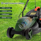 S AFSTAR Electric Lawn Mower, 10-AMP 13-Inch Corded Walk-Behind Lawnmower with Collection Box, 3 Adjustable Height Position, Self Locking Function, Push Lawn Mower for Backyard