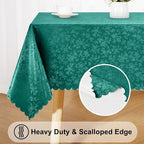 Smiry Rectangle Waterproof Heavy Duty Vinyl Tablecloths, 60 x 102 Inch | Wipeable Washable Floral Embossed Table Cover for Kitchen and Dining Room, Indoor & Outdoor Use, Christmas Green