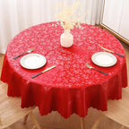 Smiry Round Waterproof Heavy Duty Vinyl Tablecloths, 70 x 70 Inch | Wipeable Washable Floral Embossed Table Cover for Kitchen and Dining Room, Indoor & Outdoor Use, Red
