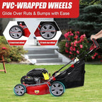 Self Propelled Gas Lawn Mower, 141cc Gas Engine Walk-BehindLawn Mower Cordless Walk-Behind Lawns Mowers with 20 Inches Blade 50L Grass Tank Big Wheels Red