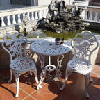 KAILI Outdoor Furniture Bistro Set with Rose Pattern 1 Table 2 Chairs for Garden Patio Porch (Rose-White)