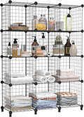 HOMIDEC Closet Organizers and Storage, 12 Storage Cubes, Wire Cube Storage DIY Room Storage Shelf for Garment Racks, Closet, Wardrobe