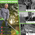 ALSO GO Electric Weed Wacker Grass Trimmer, 3 in 1 Weed Eater Battery Powered, Cordless Trimmer with 2pcs 24V Batteries, Stringless Lightweight Lawn Edger Brush Cutter for Lawn Garden Yard