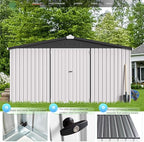 AECOJOY 12' x 12' Outdoor Storage Shed, Large Metal Sheds & Outdoor Storage Clearance Steel Yard Shed with Lockable Doors, Utility and Tool Storage Garden Shed for Backyard, Patio and Outside